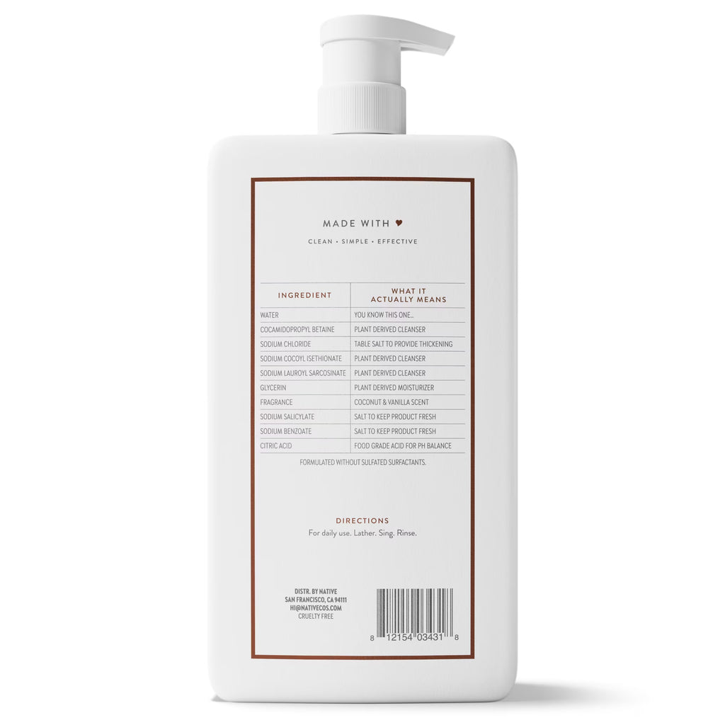 Body Wash, Coconut & Vanilla, Sulfate Free, 36 Fl Oz