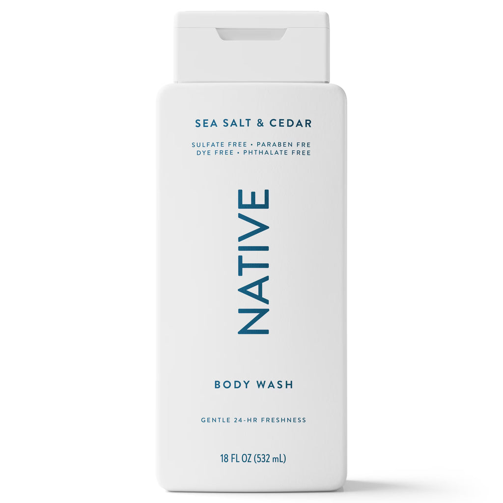 Body Wash, Sea Salt & Cedar, Sulfate Free, for Women & Men, 18 Fl Oz