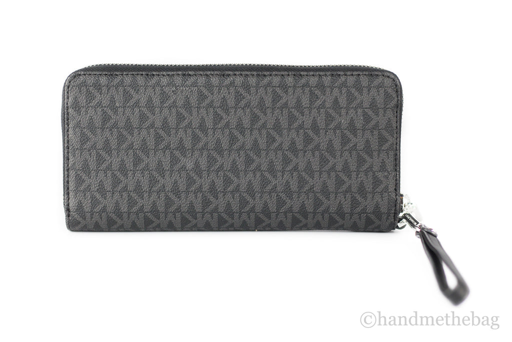 Michael Kors Jet Set Large Black Signature Continental Travel Wristlet Wallet