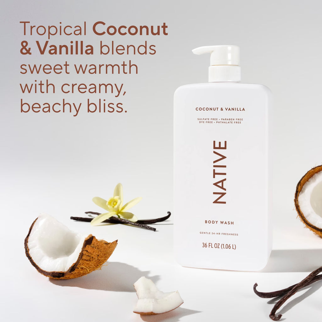 Body Wash, Coconut & Vanilla, Sulfate Free, 36 Fl Oz