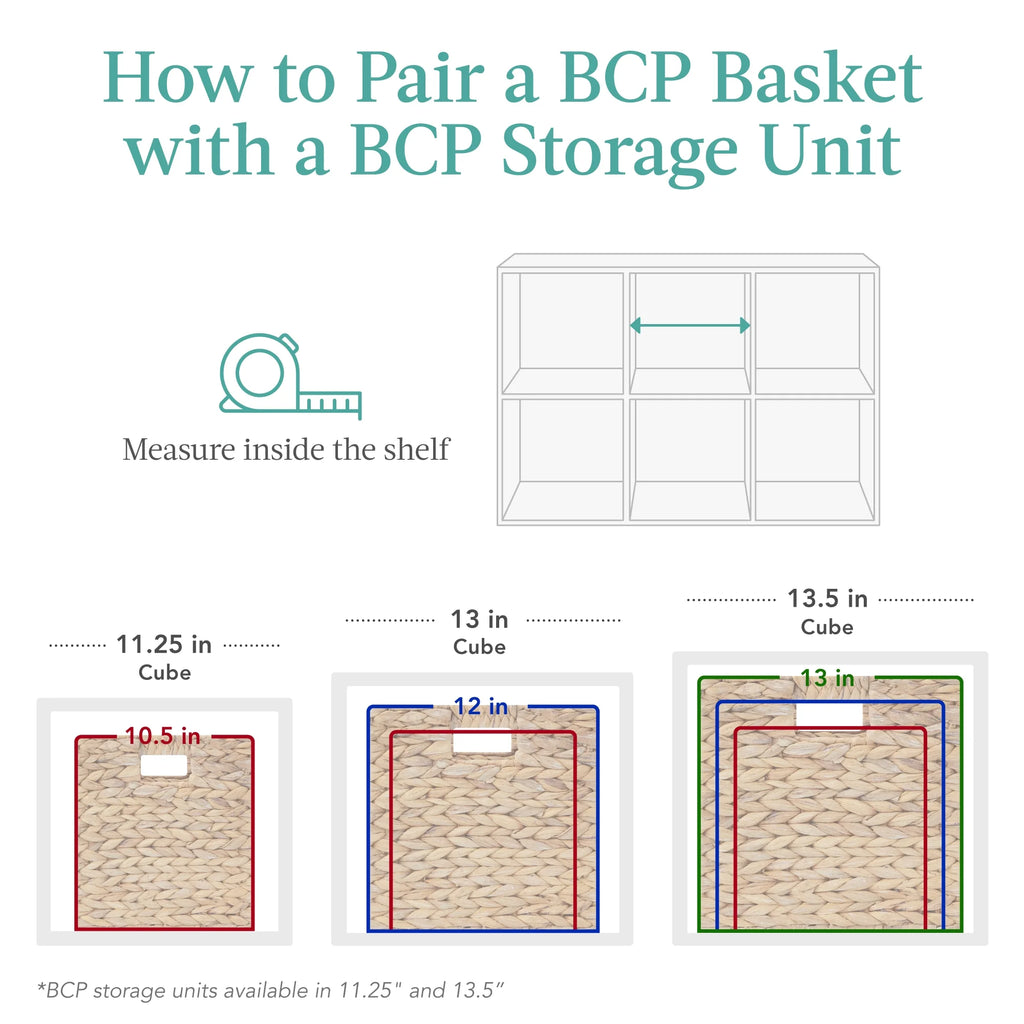 10.5X10.5In Hyacinth Storage Baskets, Set of 5 Multipurpose Collapsible Organizers - Natural
