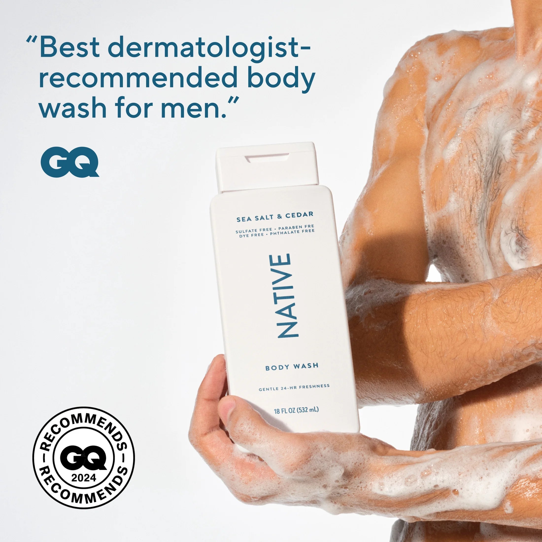 Body Wash, Sea Salt & Cedar, Sulfate Free, for Women & Men, 18 Fl Oz