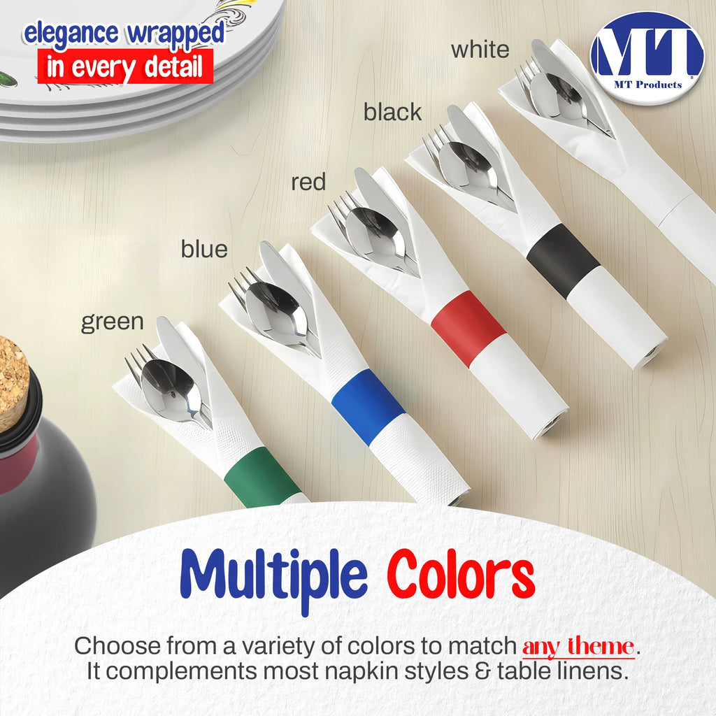 White Paper Napkin Self Adhesive Bands 1.5" X 4.25" - Pack of 750